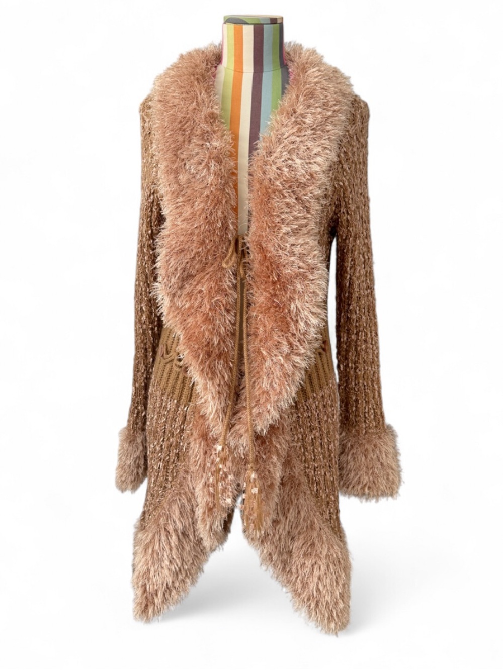 Y2K Shana K Fuzzy Penny Lane Style Long Knit Sweater Cardigan